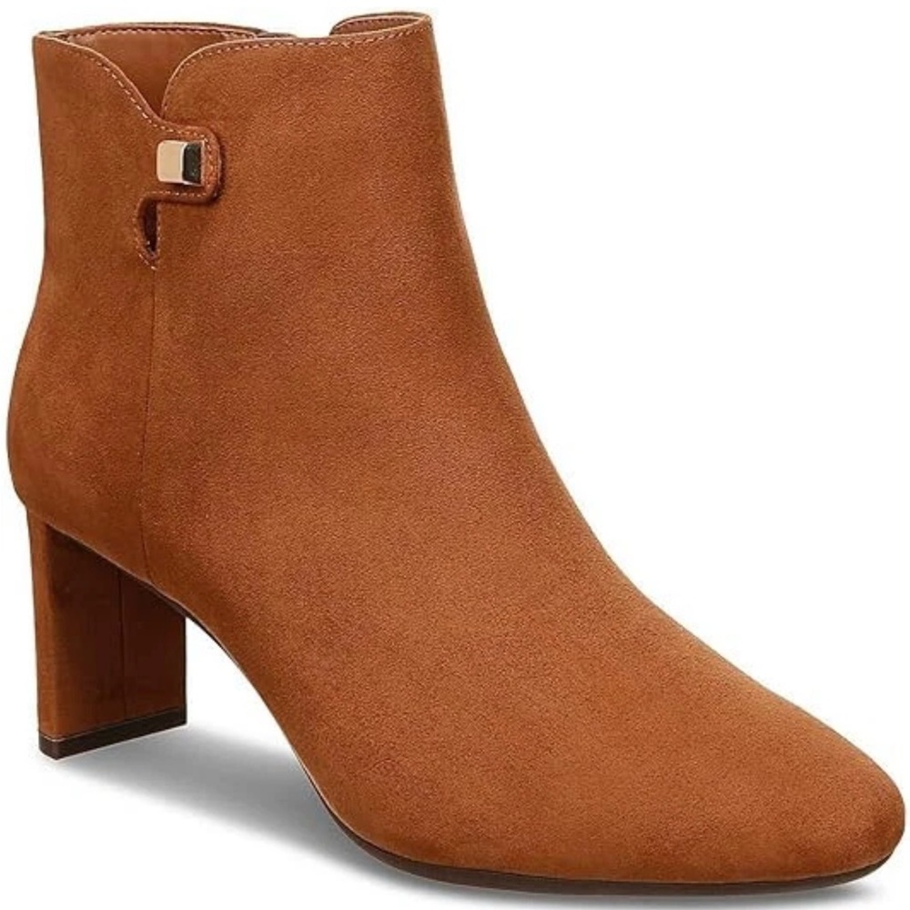 Alfani Womens PAAM Zipper Faux Suede Booties | Cognac MC | 8 M New
